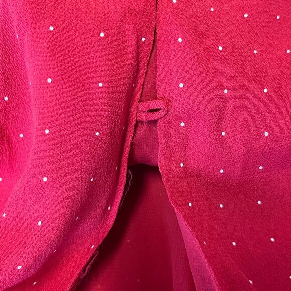 NWT J. Crew | Drapey Puff Sleeve Ruffled Red White Polka Dot Dress 14 - Picture 12 of 16